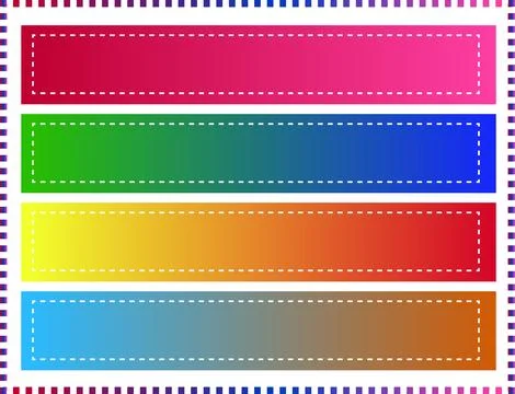 Colorful Gradient Banner Set With Dashed Border and Striped Frame for Web a.. Stock Illustration