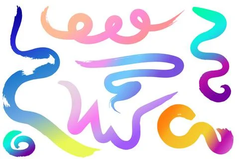 Colorful gradient blend brush lines. Stock Illustration
