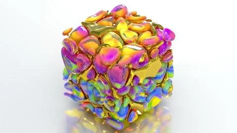 Colorful Gradient Blob Cube 65 4K Stock Footage 308386243
