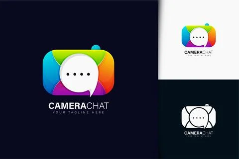 Colorful gradient camera chat logo design Stock Illustration