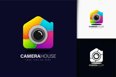 Colorful gradient camera house logo design Stock Illustration