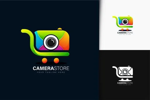 Colorful gradient camera store logo design Stock Illustration