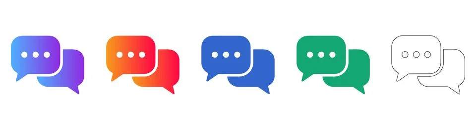 Colorful Gradient Chat Bubble Icon Set Stock Illustration