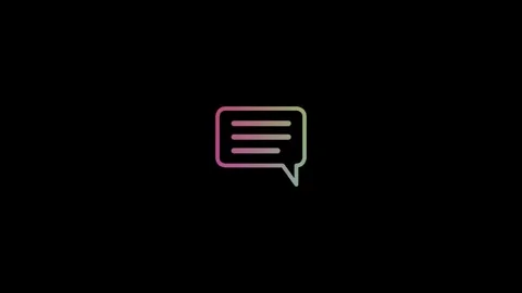 Colorful gradient chat bubble message outline icon on black background 4k Video stock 343760399