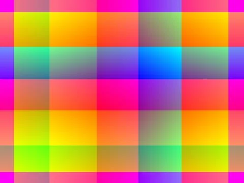 Colorful Gradient Checkerboard Background with Vibrant Rainbow Squares Stock Illustration