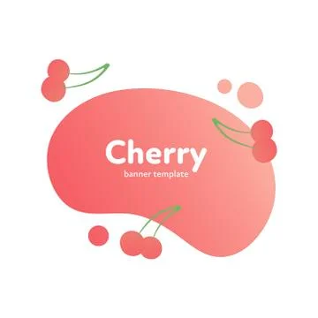 Colorful gradient cherry berry on red splash shape banner template Stock Illustration
