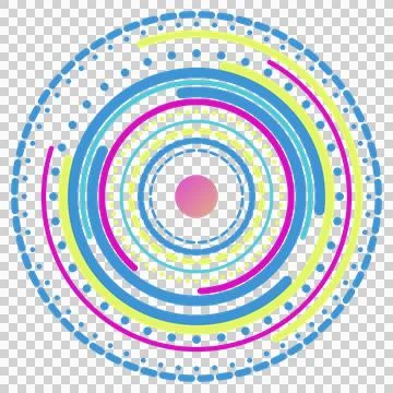 Colorful gradient circular data rings infographic, isolated PNG with transparent Stock Illustration