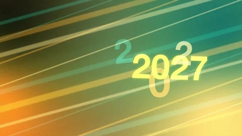 Colorful gradient with diagonal lines and 2027 New Year numbers, Seamless Loop Stock Footage 341858078