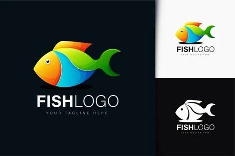 Colorful gradient fish logo design Stock Illustration