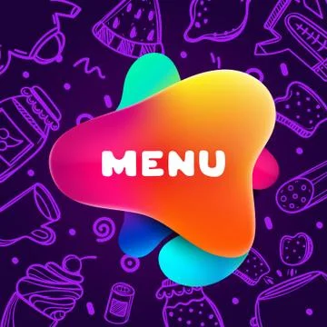 Colorful gradient flyer for cafe on bright and glossy background with menu quote Stock Illustration