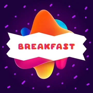Colorful gradient flyer for cafe on bright background with breakfast quote Stock-Illustration