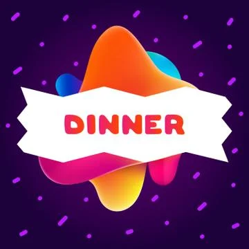 Colorful gradient flyer for cafe on bright background with dinner quote Stock Illustration