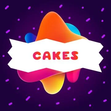 Colorful gradient flyer for cafe on bright and glossy background with cakes Stock-Illustration