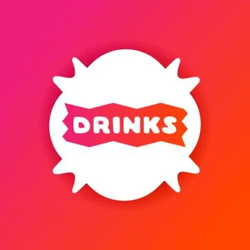 Colorful gradient flyer for cafe with drinks quote. White sticker on bright Stock Illustration