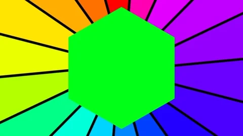 Colorful gradient Frame with Rotating Display with hexagon green screen Stock Footage 276384001