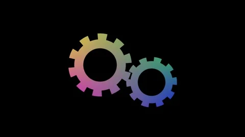 Colorful gradient gears meshing together on black background representing t.. Stock Footage 340123655