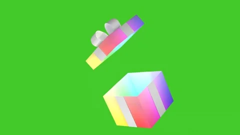 Colorful gradient gift box opening on green screen background. Stock Footage 318732202