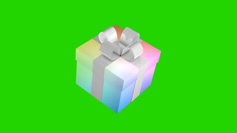 Colorful gradient gift box rotating on green screen background. Video stock 318732205
