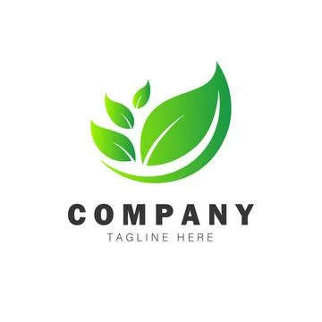 Colorful Gradient Green Leaf Logo Vector Illustration Stock Illustration