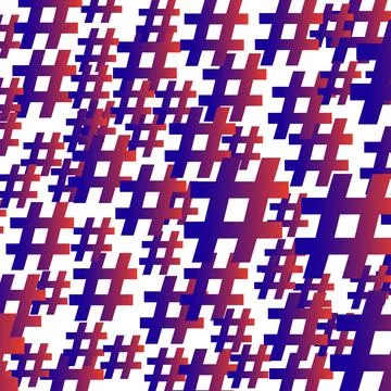 Colorful gradient hashtag random pattern background. Illustration. Stock Illustration