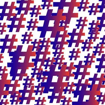 Colorful gradient hashtag random pattern background. Illustration. Stock Illustration