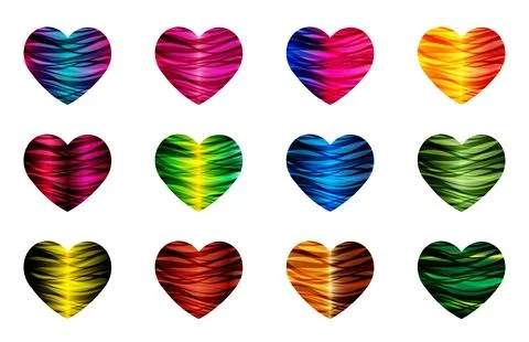 Colorful gradient hearts vector elements set Stock Illustration