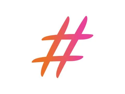 Colorful gradient  isolated hand writing word HASHTAG symbol Stock Illustration