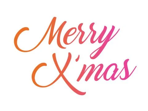 Colorful gradient isolated hand writing word Merry Christmas Stock Illustration