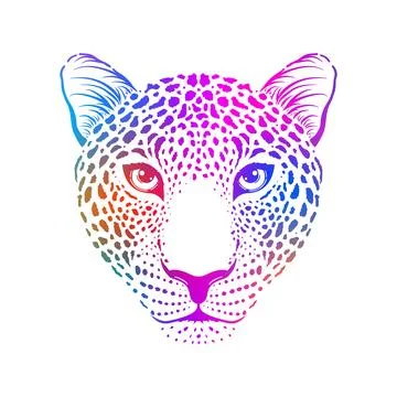 Colorful gradient leopard head Stock Illustration
