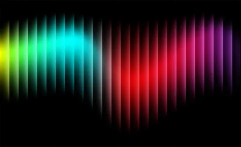 Colorful Gradient Light Wave on Black Background Stock Illustration