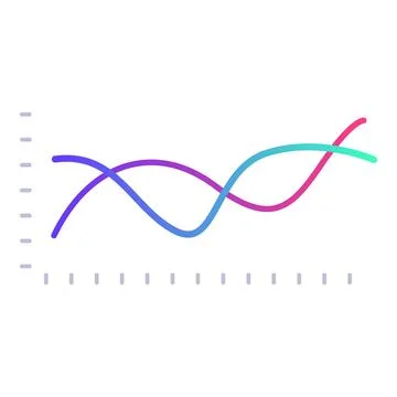 Colorful gradient line graph showing growth over time Stock Illustration