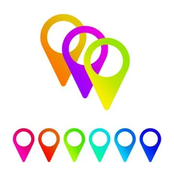 Colorful gradient map pointers Set isolated white background Ilustración de archivo