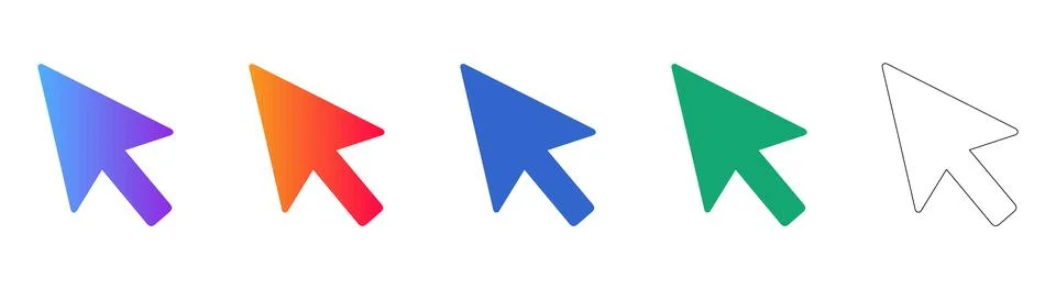 Colorful Gradient Mouse Cursor Pointer Collection Stock Illustration