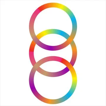 Colorful Gradient Overlapping Circles Abstract Design, Modern Geometric Ring Stock Illustration