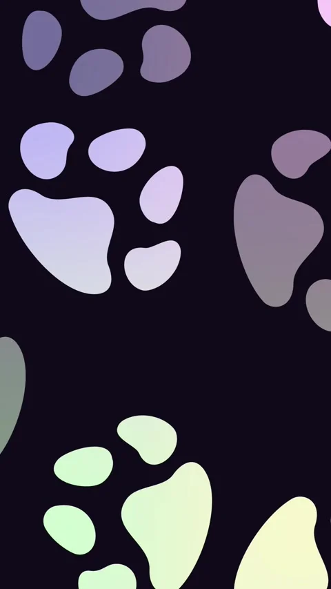Colorful gradient paw prints pattern scrolls up on dark background. Stock Footage 324084136