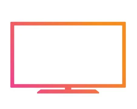 Colorful gradient pink to orange OLED black flat smart wide TV icon Illustrazione stock