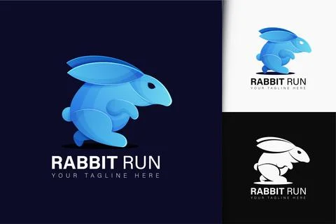 Colorful gradient rabbit run logo Stock Illustration
