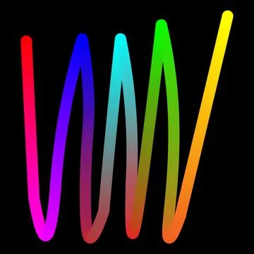 Colorful gradient rainbow waveform on black background Stock Illustration