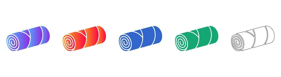 Colorful Gradient Rolled Fabric Vector Icons Illustrazione stock