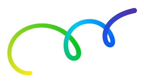 Colorful gradient spiral line abstract rainbow swirl curve motion element. Stockillustratie