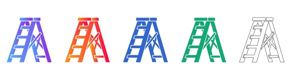 Colorful Gradient Step Ladder Vector Icons Set Stock-Illustration