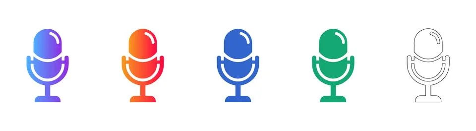 Colorful Gradient Studio Microphone Set Stock Illustration