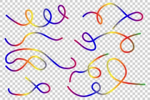 Colorful gradient swirl elements. Abstract rainbow line curves isolated on white Stock Illustration