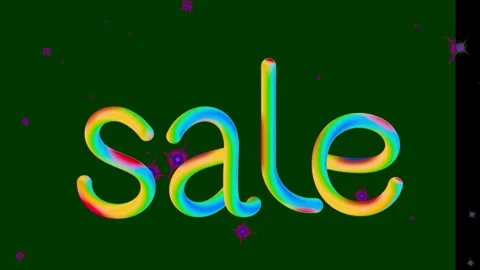 Colorful gradient three dimensional sale text floating against dark green Stock-Footage 346120506
