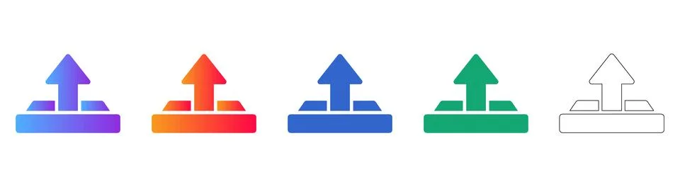 Colorful Gradient Upload Button Icons Collection Stockillustratie