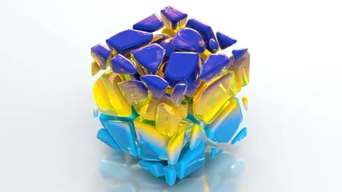 Colorful Gradient Voronoi Cube 36 4K Stock Footage 275056670