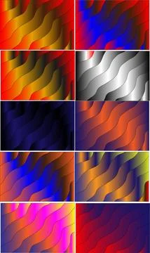 Colorful Gradient Wave Background Set Vibrant Abstract Design Collection Illustrazione stock