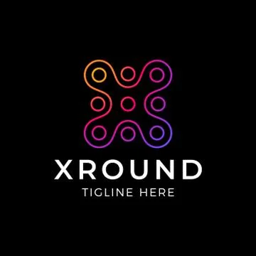 Colorful gradient X letter initial logo template vector, modern app, tech bra Illustrazione stock