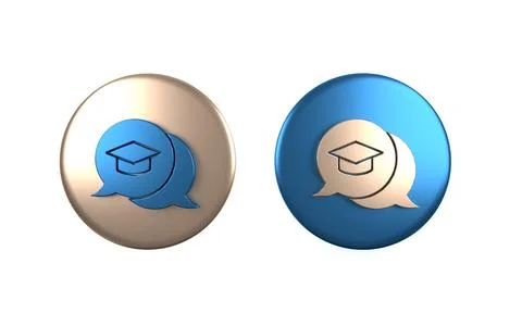 Colorful Graduation cap in speech bubble icon isolated on white background... Stock Illustration