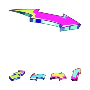 Colorful graffiti arrows pointing in various directions Stock Illustration